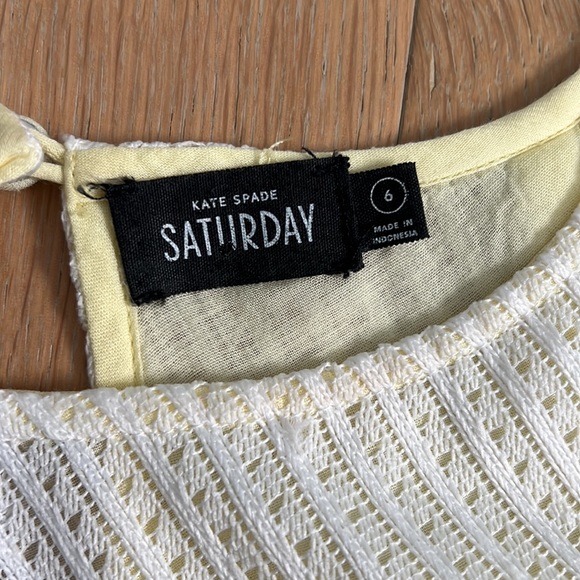 KATE SPADE SATURDAY White Lace Sleeveless Dress with Yellow Lining - Size 6 - Picture 2 of 13